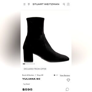 Stuart Weitzman size 8 black suede pull-on booties